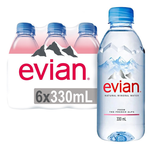 Kit C/ 6un Água Mineral S/ Gás Francesa Evian Pet 330ml