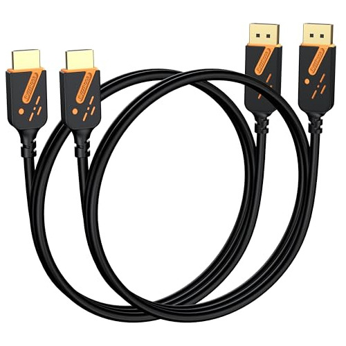 Ryzzrooa Displayport A Hdmi Cables 3 Ft, 2 Pack, Gold-plated