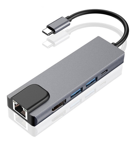 Adaptador Portátil Tipo C 5 Em 1 Ethernet Lan Usb Mac Novo