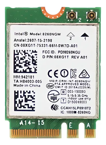 Carte WiFi Intel AC8260 NGFF M.2 Avec 2 Antennes - Double Bande 2.4G/5Ghz, Bluetooth 4.2, Jusqu'à 867 Mbps - 12