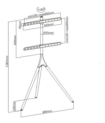 Rack Pedestal Trípode De Madera Para Tv 42 A 55 - Montech