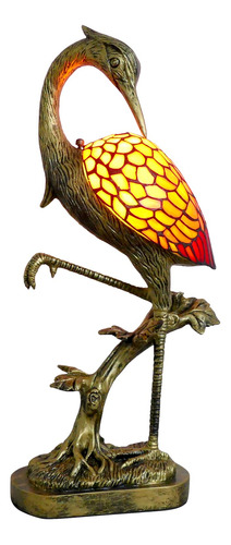 Virtueking Lámpara De Mesa Tiffany Estilo Pájaro Naranja De