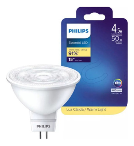 Foco Spot Philips Led Essential Mr16 - 4.5 Watts Luz Cálida