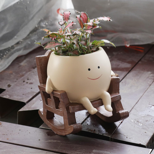 Maceta Smile Face, Bonitas Macetas De Resina Para Interiores