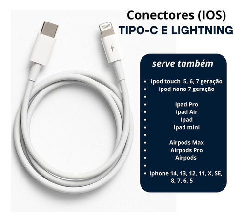 Cabo Carregador Tipo C Turbo 27w Para iPhone 8 Plus X Xr 11 12 13 14 Pro Max