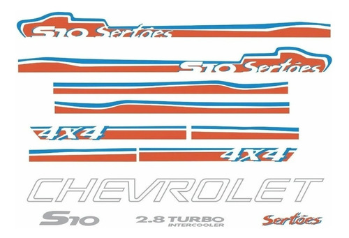 Kit Adesivos Para Chevrolet S10 Sertoes 2004 A 2005 17383 Cor Vermelho/azul