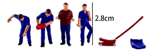 Figuras De Diorama 4x 1/64 Con 2 Herramientas, Azul