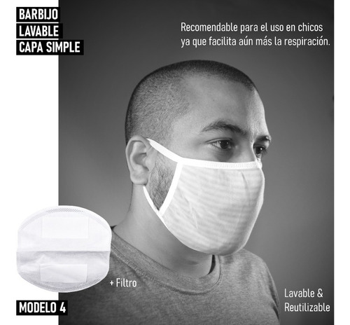 Imagen 8 de 10 de Barbijo Tapaboca Importado + Filtro Pack X12 Familiar Surt-2
