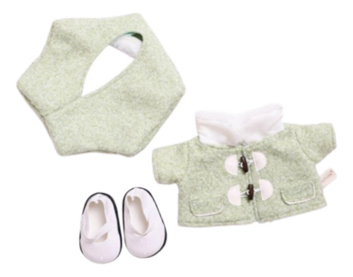 Abrigo De Muñeca De Felpa, Sombreros Y Zapatos, Verde