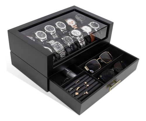 Kamier 12 Slots Watch Box Case Organizer Display For