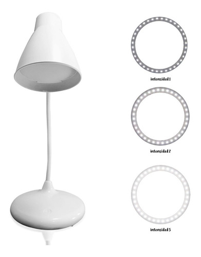 Lámpara De Escritorio Led Ajustable Cuello Flexible 360 Color de la estructura Blanco