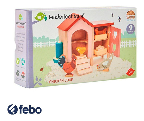 Imagen 2 de 4 de Juguete Gallinero Tender Leaf Toys 9pcs De Madera Febo
