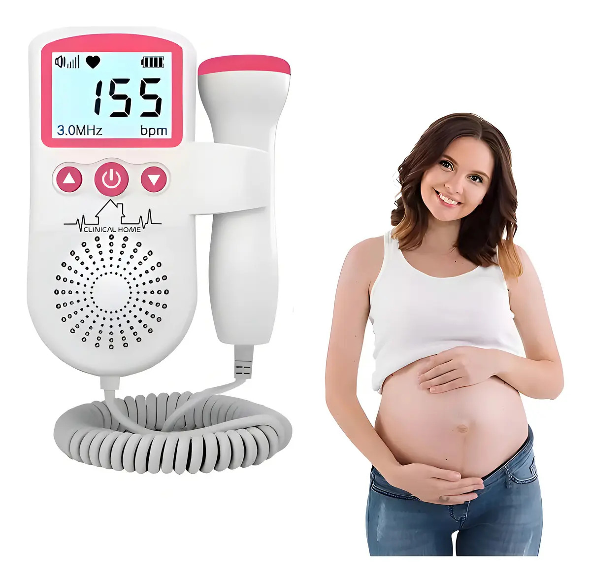 Monitor Fetal Ultrasonido Bebé Latidos Corazón Clinical Home Color Rosa