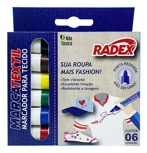 Rotulador textil Radex para tela de ropa con 6 colores