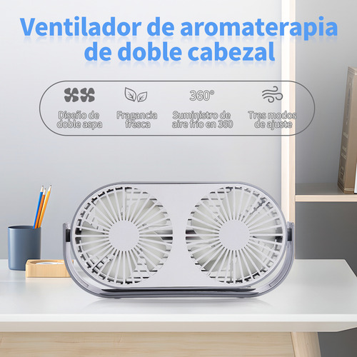 Ventilador Escritorio Portatil Recargable De Mesa Con Led