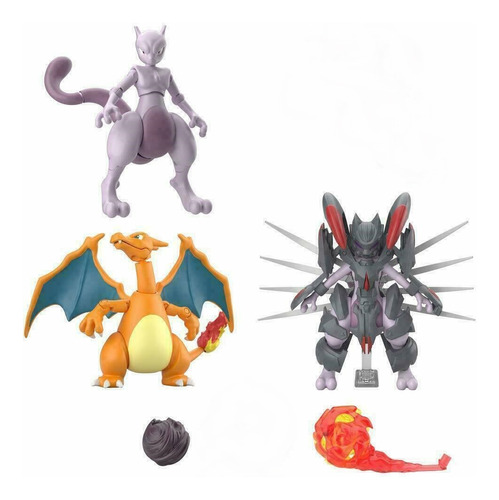 Set Pokémon Shodo Bandai 3 Figuras Articulables