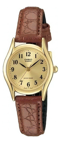 Ltp-1094q-9brdf - Reloj Casio Pulso Cuero Caja Dorado Color de la correa Café