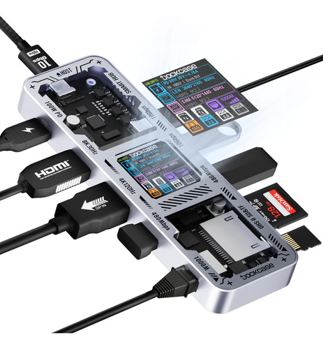 Hub Usb C Dockcase Explorer Edición 10 En 1 Con Hdmi Y Dp
