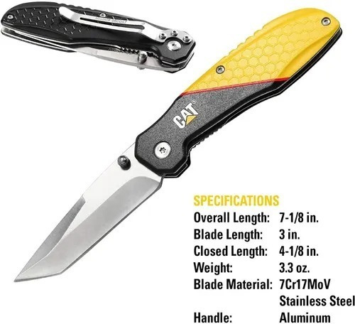 Imagen 3 de 4 de Cuchillo Navaja Plegable Caterpillar Hoja Tanto