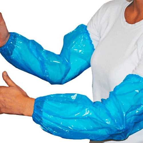 Manguilla Desechable Plástica Azul Bolsa X100und