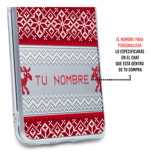 Funda Para Motorola Ugly Sweater Navideño Rojo Con Tu Nombre