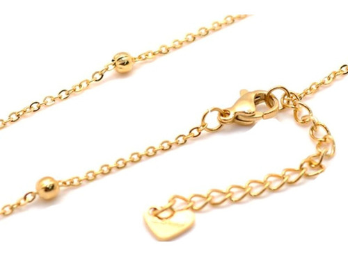 Imagen 4 de 5 de Pulsera Tobillera Mujer Acero Pie Tobillo Bolitas Oro 10k