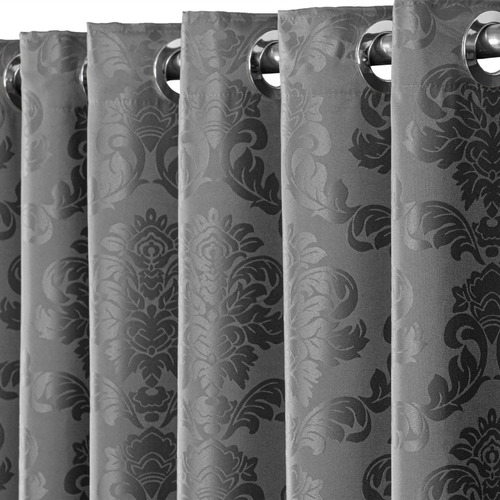 Cortina jacquard para sala de estar e quarto, 3 m x 2 30 m, Cinzento/Preto