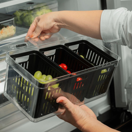 Organizador Com Cesto Triplo 5l Clear Fresh Ou - Preto