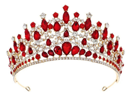 Corona Rojo Cristal Para Quinceañera, Princesa, Reina Cumple