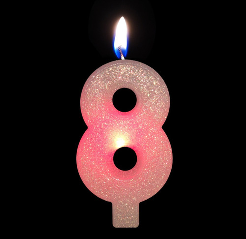 Número 8 - Vela L E D Colorido - Para Bolo E Aniversário