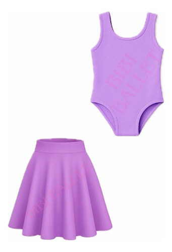 Kit 2 Itens - Collant Regata E Saia Cós (lilás) Lilás 02