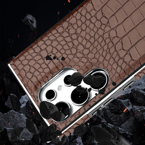 Funda De Teléfono Electrochapada Con Soporte De Cuero De Alta Calidad Para Samsung Galax