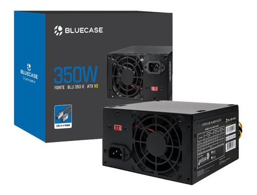 Fonte Atx Bluecase 350w Real Reais Bivolt Chaveada 110/220v Silenciosa Barata Cooler 8cm Preta