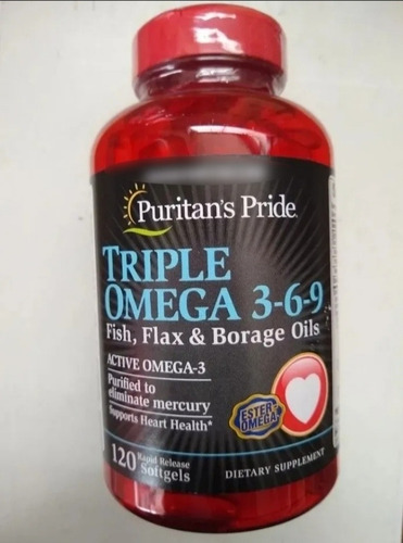 Imagen 1 de 3 de Triple Omega 3 6 9 X 120 Perlas Cápsulas Softgel Usa