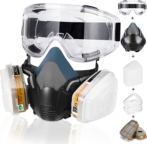 Máscara De Gas 3m Con Filtro 6001 Y Gafas De Seguridad