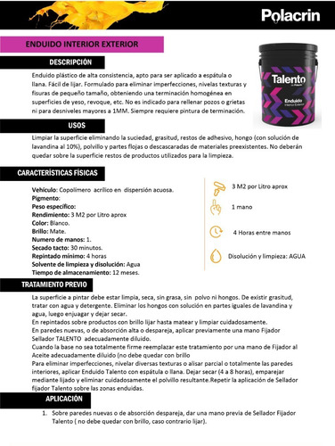 End Interior Exterior Talento X 20lts Polacrin