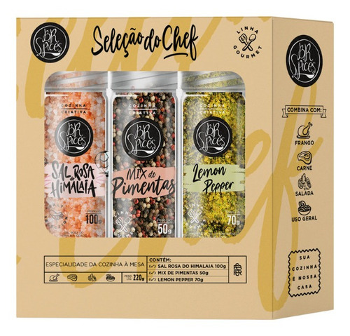 Kit Seleção Do Chef Com 3 Moedores Br Spices 220g