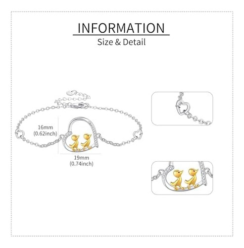 Jerwli Pulsera De Pato De Plata De Ley Con Eslabones De Pato