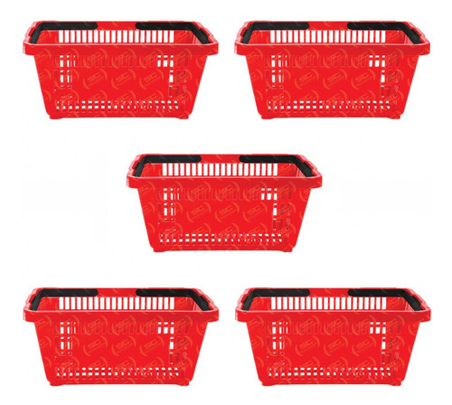 5 Cesto Compras Plástica D100 Cód. 3000 Vermelho Della Plast