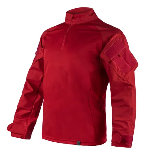 Camisa Combat Shirt Masculina Vermelha Airsoft Rip Stop
