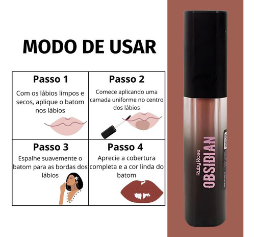 Batom Líquido Ruby Rose Obsidian Crème Lip Ocl05 Hb-7100-5
