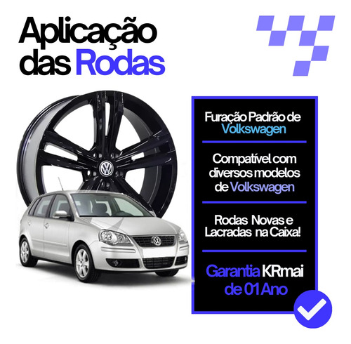 Kit 04 Rodas Tiguan Polo Aro 17 Pb + 04 Pneus 195/40r17