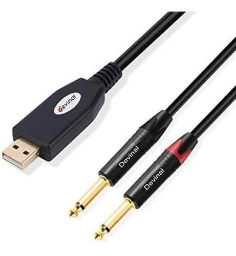 Cable Devinal De Audio Usb A Doble 1/4'' 10ft -negro