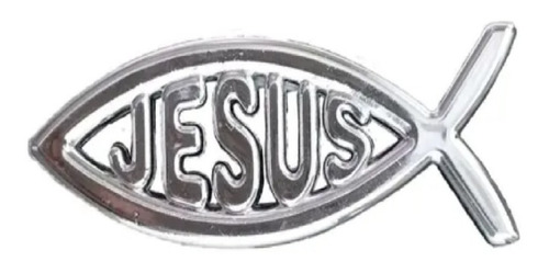 Emblema Alto Relevo 3d Em Abs Peixinho Evangelico C/ Jesus