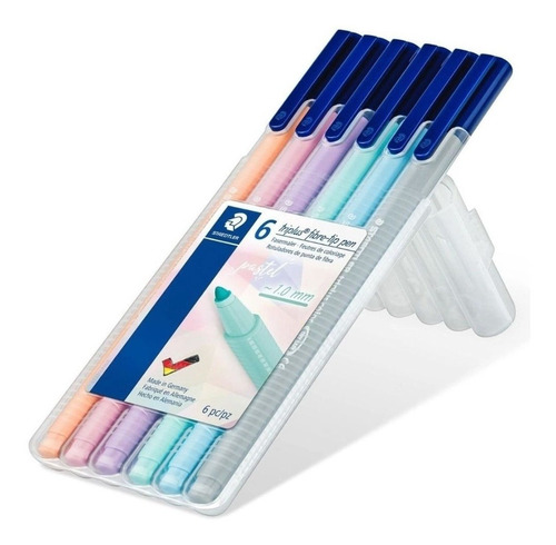 Estojo 6 Canetas Staedtler Triplus Fibre-tip Pen Pastel 1.0m Cor tons pasteis