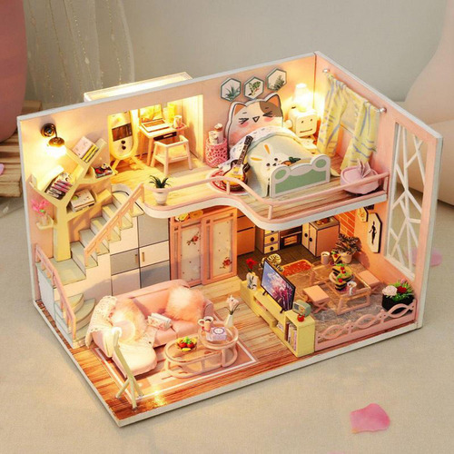 Kit De Casa De Muñecas Miniatura Diy Casa De Flores Madera