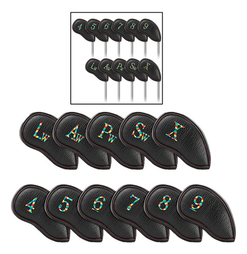 11 Piezas De Cuero Pu Palos De Golf De Hierro Cabezas