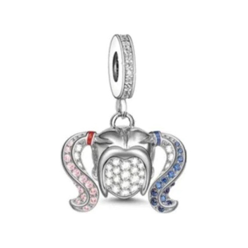 Charm Harley Quinn, Plata Fina S925 Y Zirconias De Colores