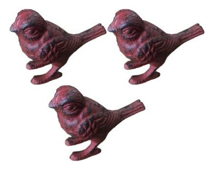 3 Figuras De Pájaro Cardenal De Hierro Fundido, Decoración,