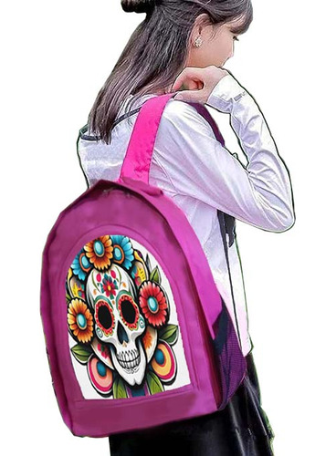 Mochila Escolar Urbana Calavera Mexicana Diseño 20